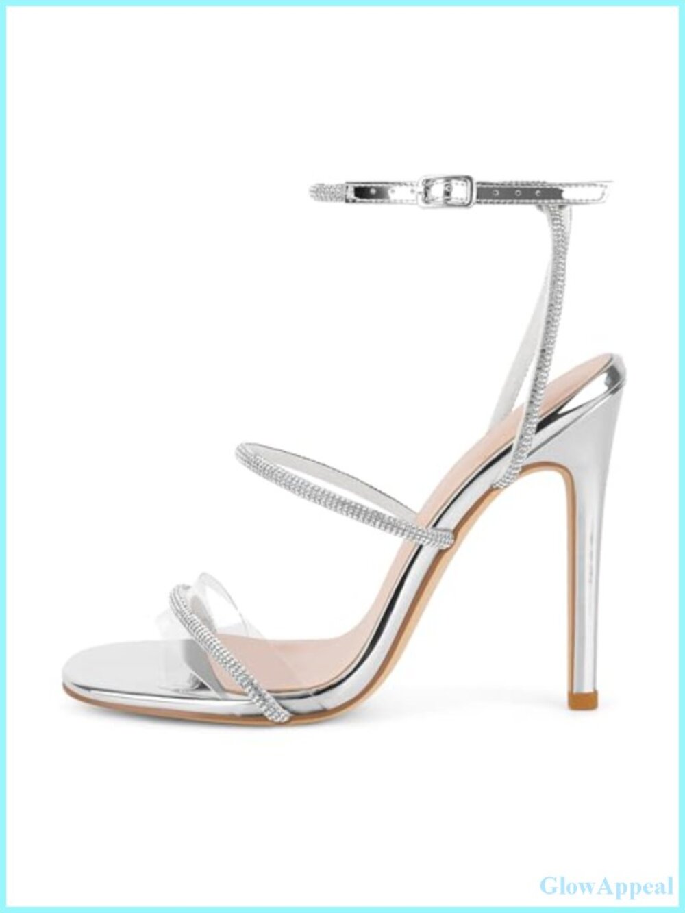Rhinestone Stiletto Heels Sandals for Women Crystal Straps Buckle Up Party Dress